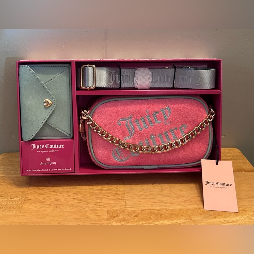 JUICY COUTURE Pink Lemonade Small Crossbody Interchangeable Strap & Wallet NWTS